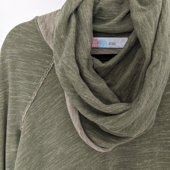 Free People Beach Cocoon Top One Body Funnel Neck Top Rolled Hem  Green - Picture 7 of 16